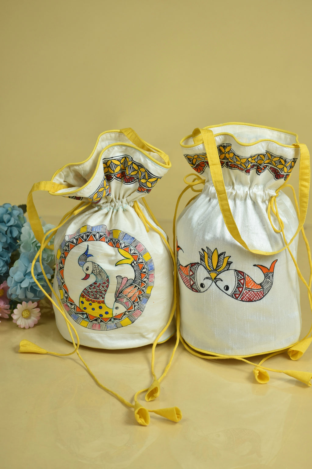 Divine Silk Handpainted Madhubani Potli