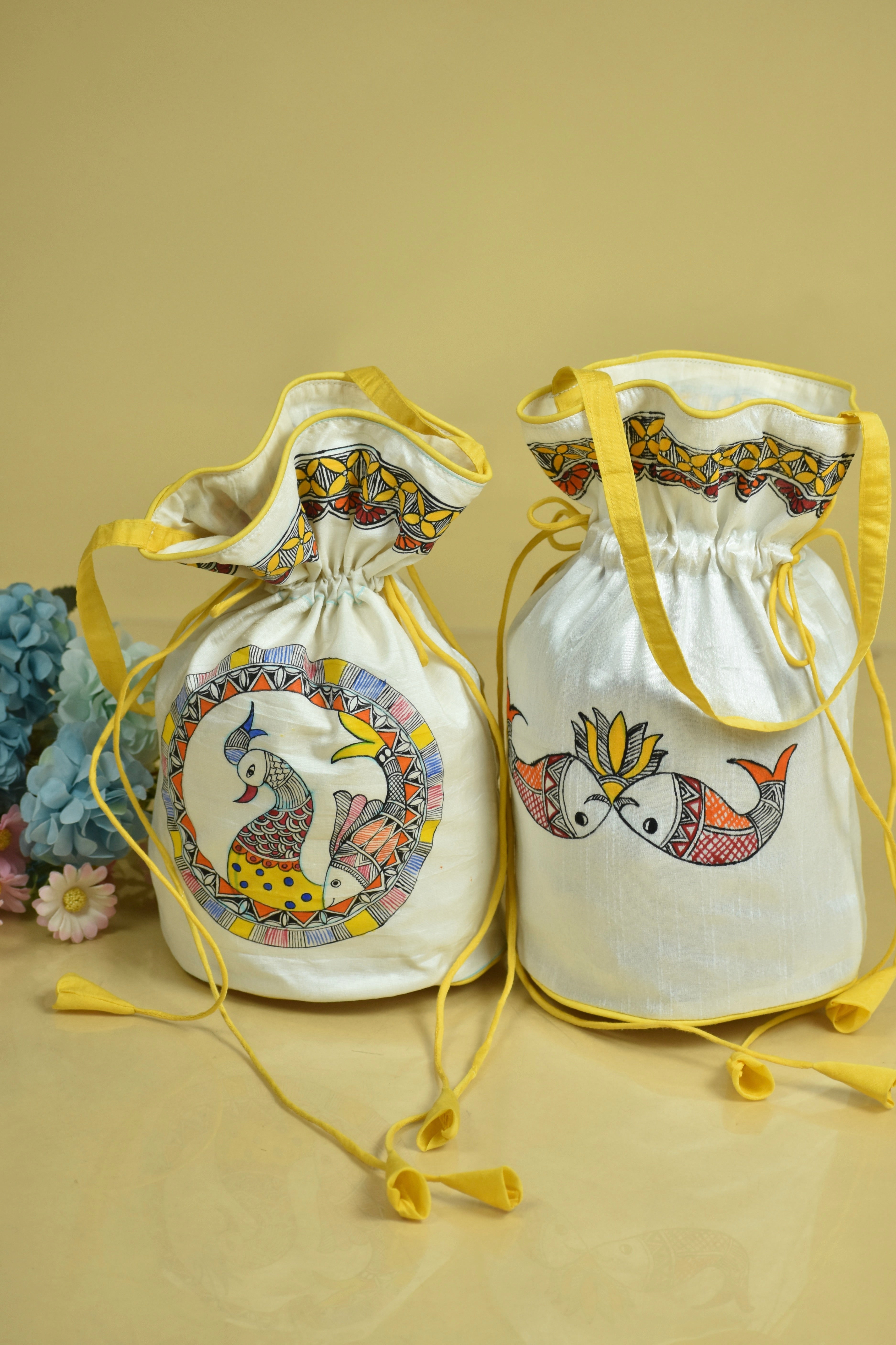 Divine Silk Handpainted Madhubani Potli