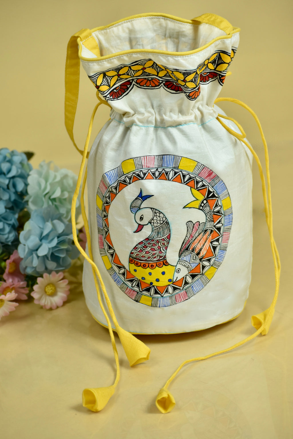Divine Silk Handpainted Madhubani Potli