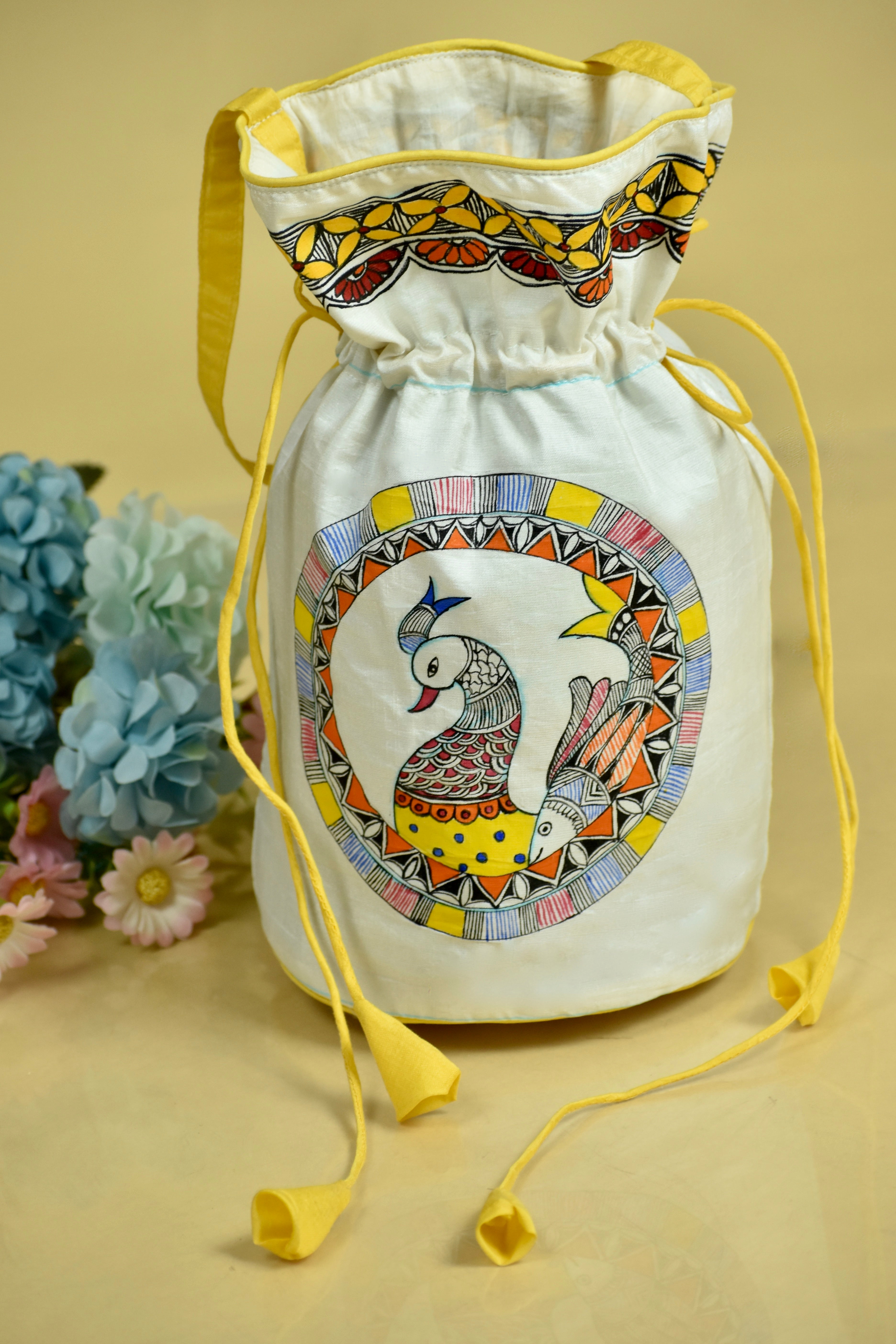 Divine Silk Handpainted Madhubani Potli