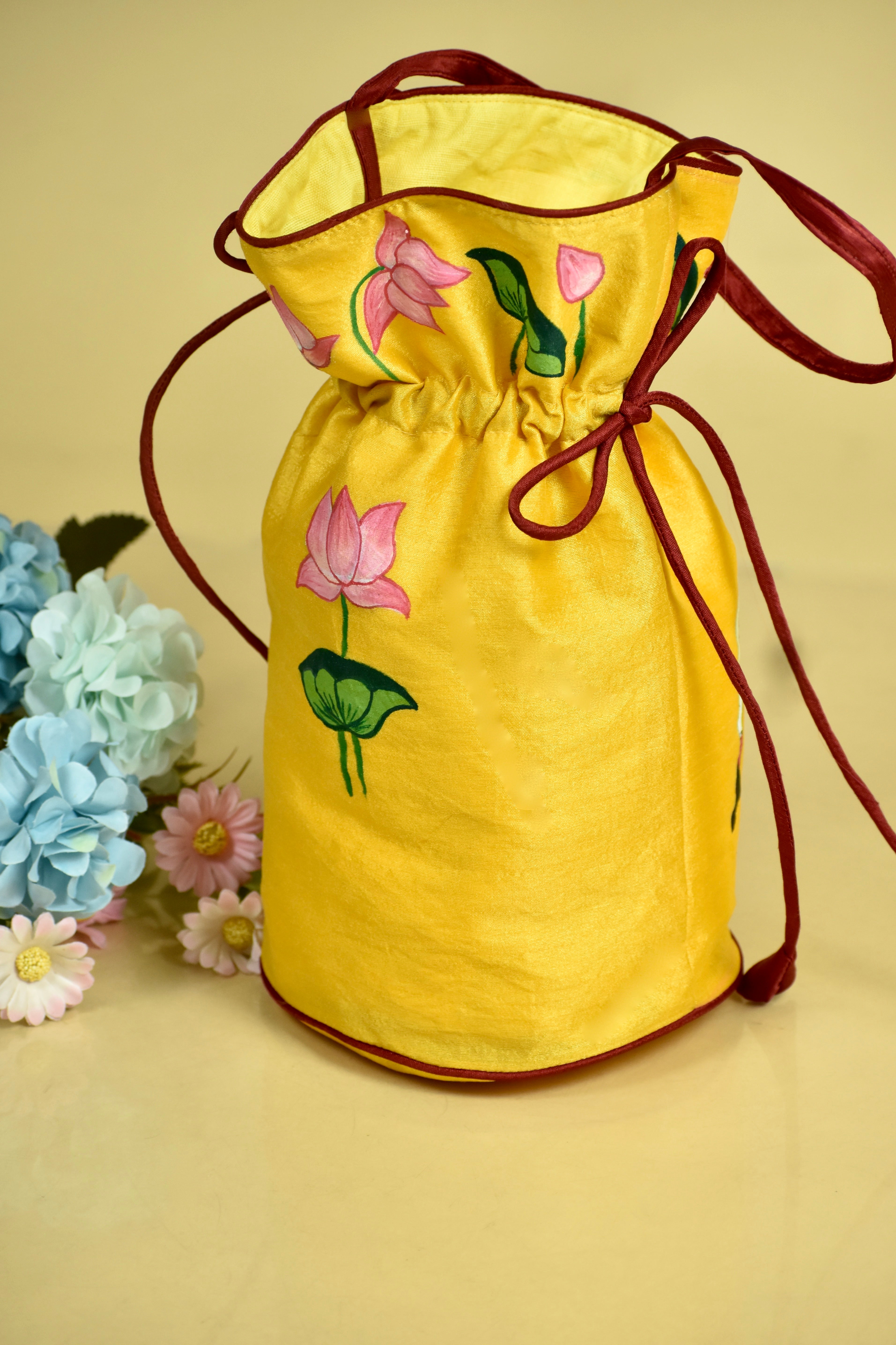 Pichwai Cow Silk Handpainted Potli