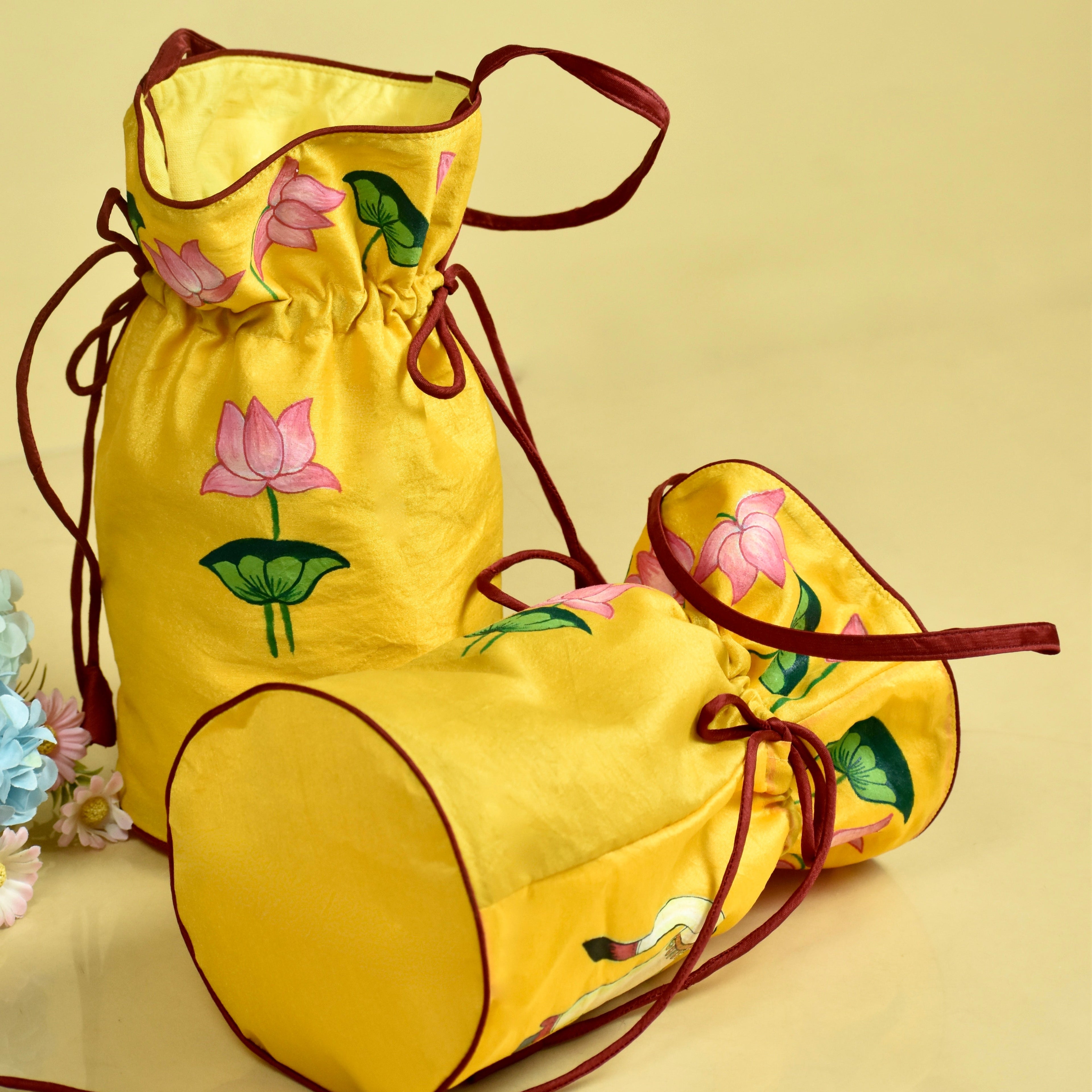 Pichwai Cow Silk Handpainted Potli