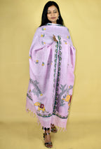 Pink Madhubani Hand-painted Linen Dupatta