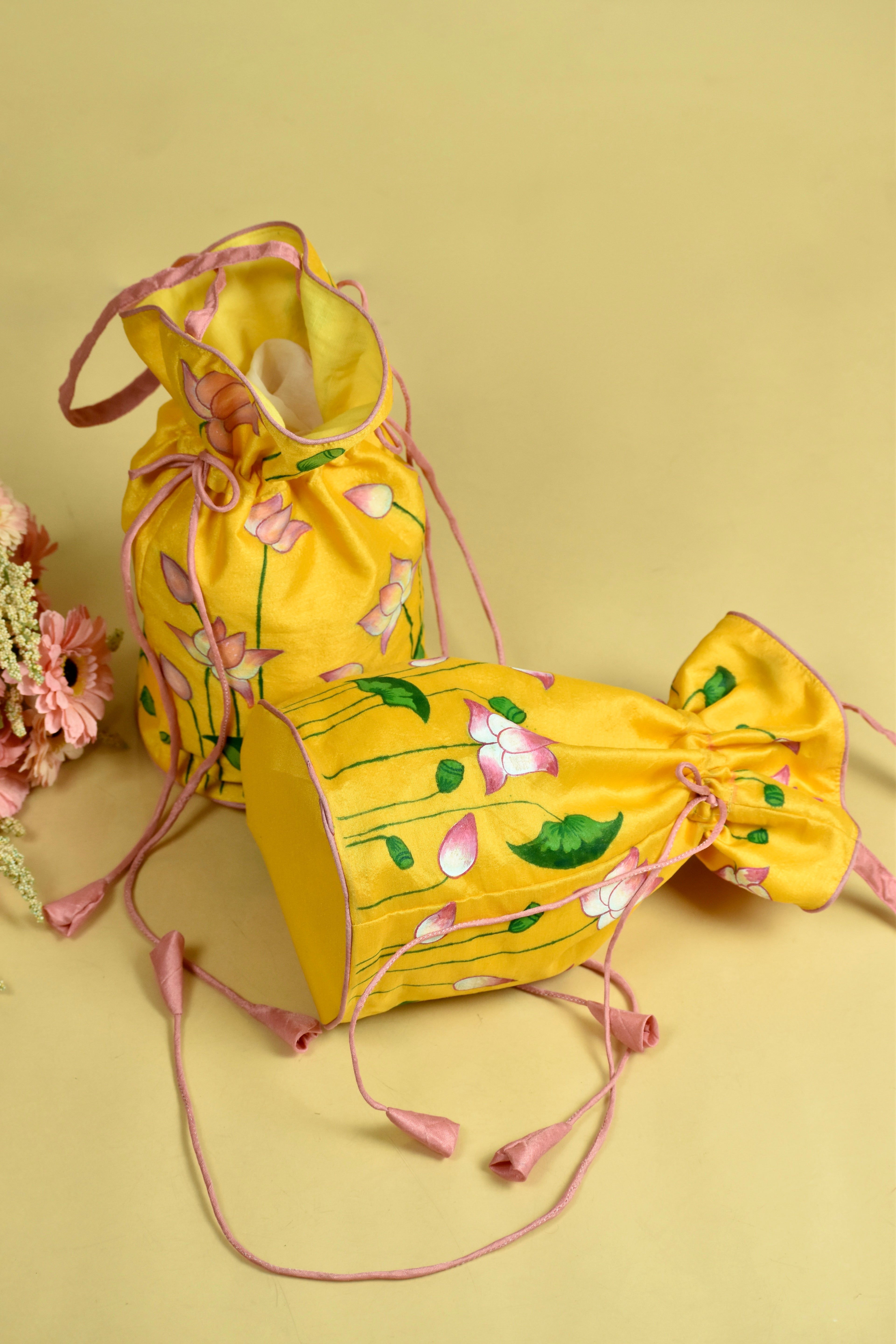 Pichwai Silk Handpainted Potli