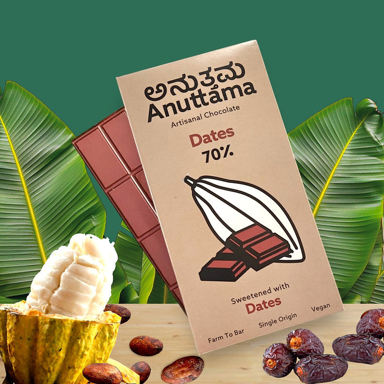 Dates |70% Cocoa|Dates Sweetened |50g | Pack of 2