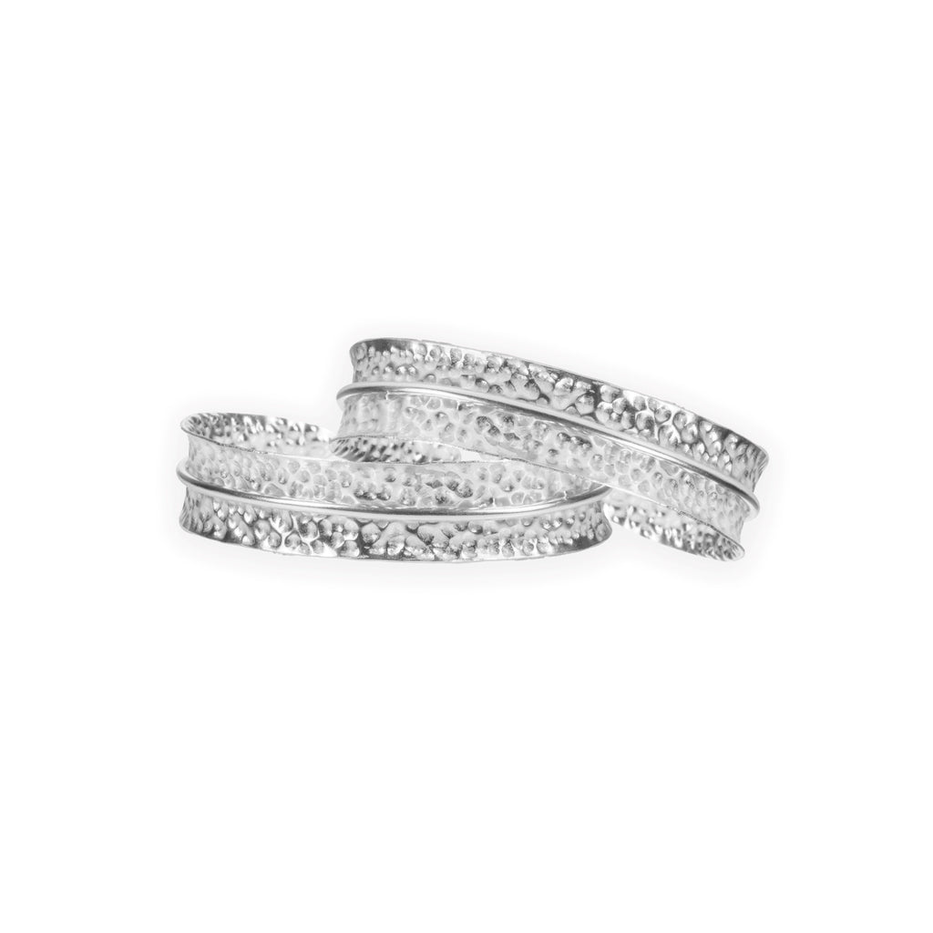 Dira Bangle Plain Silver Tone - Set of 2