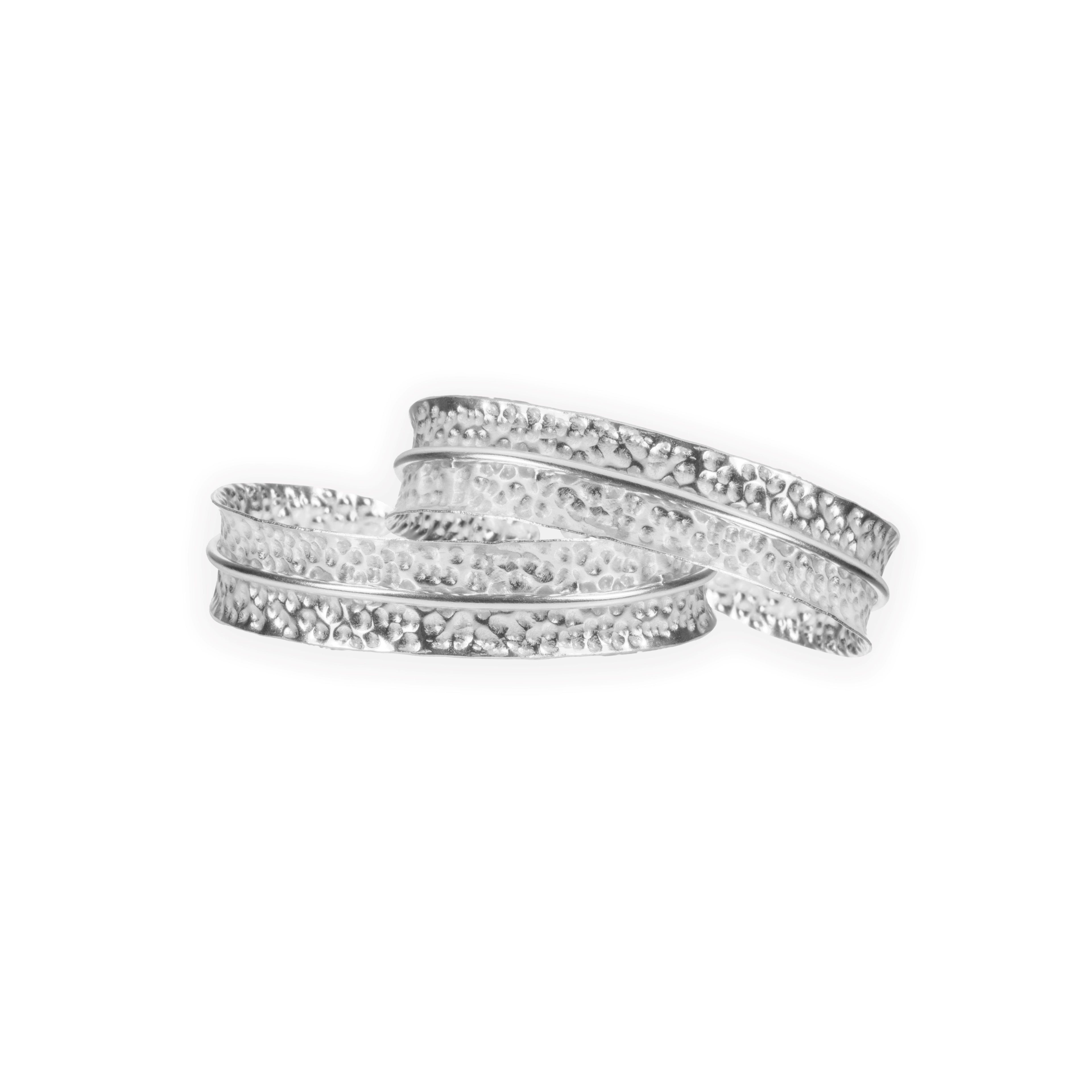 Dira Bangle Plain Silver Tone - Set of 2