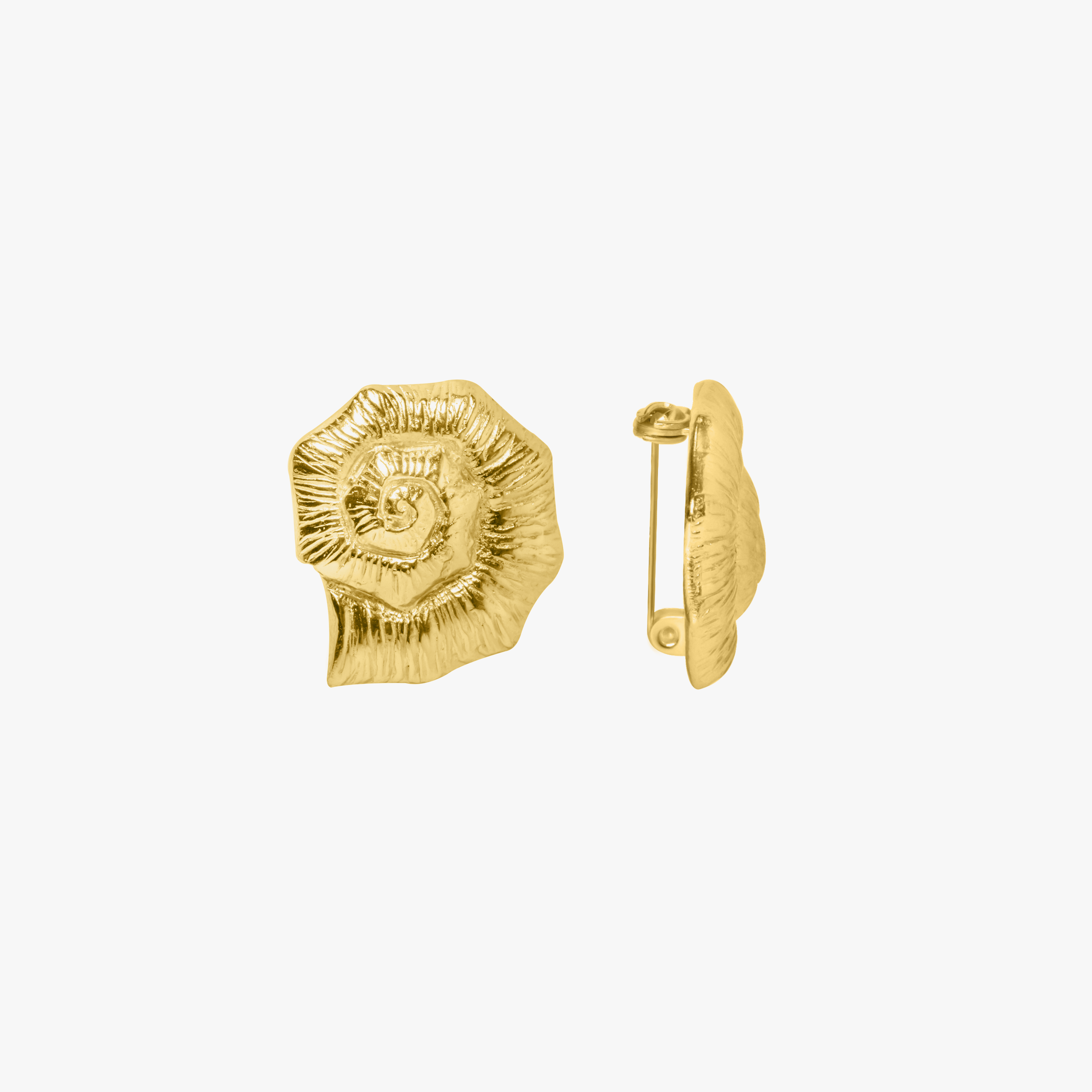Knobbed Whelk Link Brooch - Gold Tone