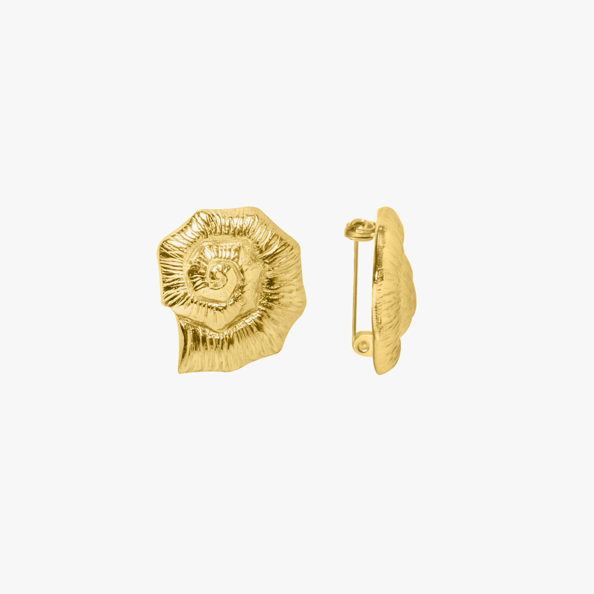Knobbed Whelk Brooch - Gold Tone