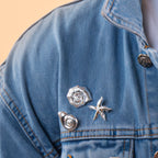 Knobbed Whelk Brooch - Silver Tone