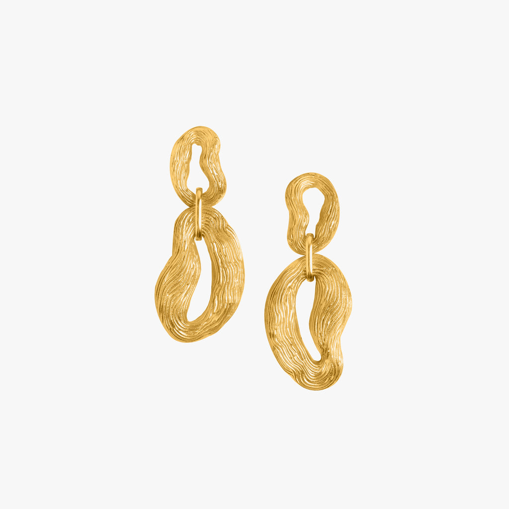 Knotty Pine Earrings - Gold Tone