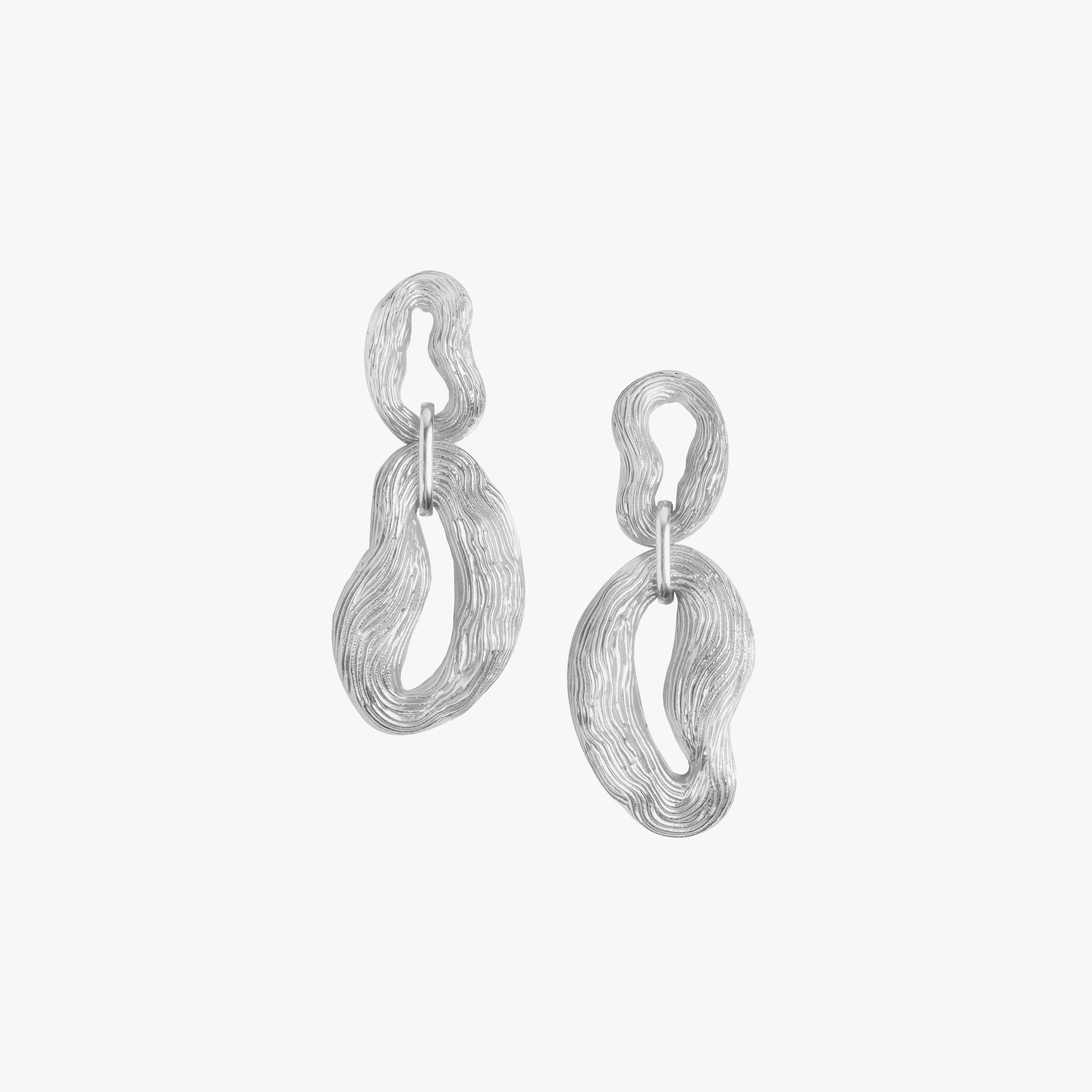 Knotty Pine Earrings - Silver Tone