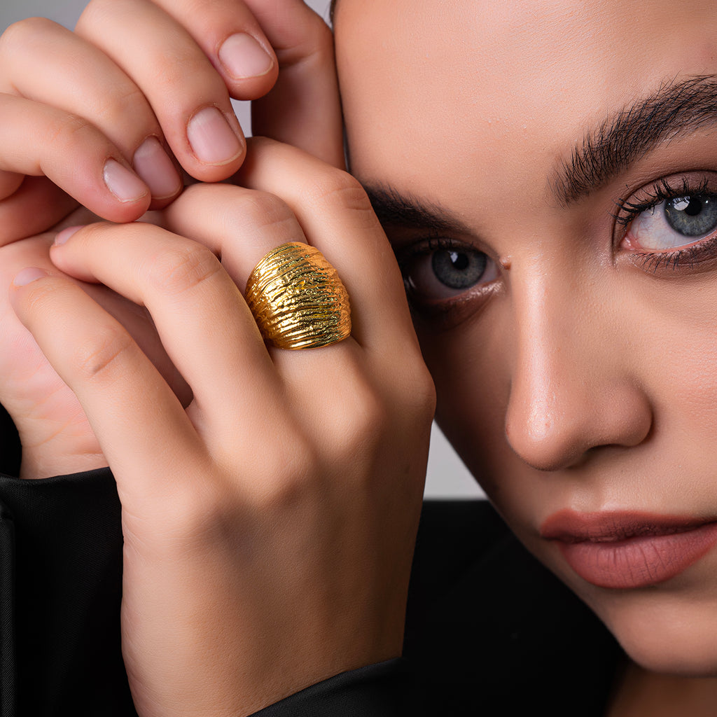 Oak Ring - Gold Tone