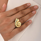 Moon Snail Ring - Gold Tone