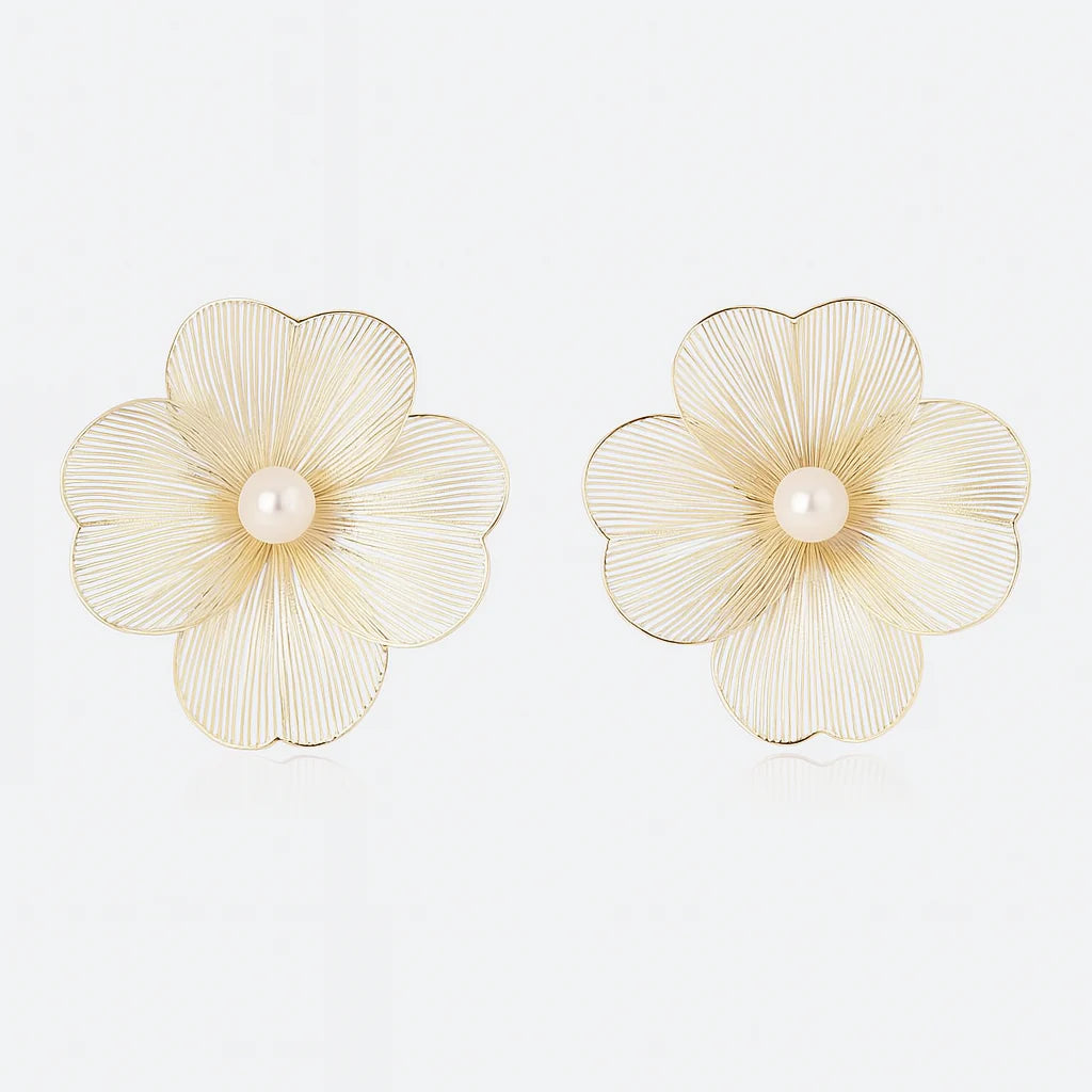 Flower Shaped Pearl Earrings