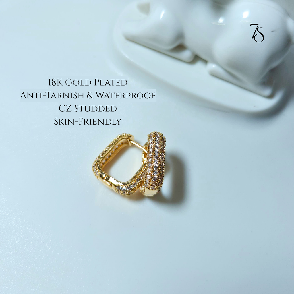 Golden Luxe Square Hoops