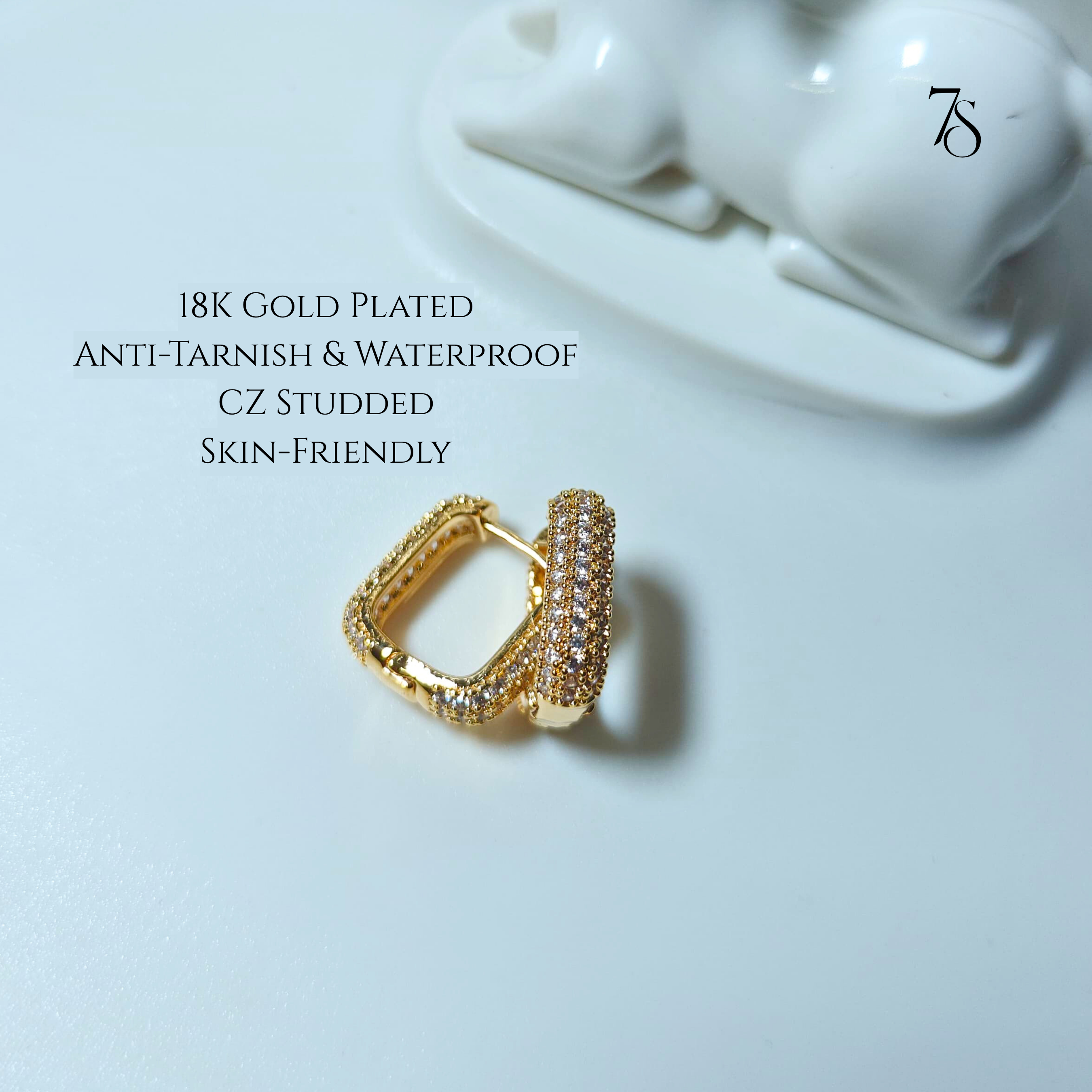 Golden Luxe Square Hoops