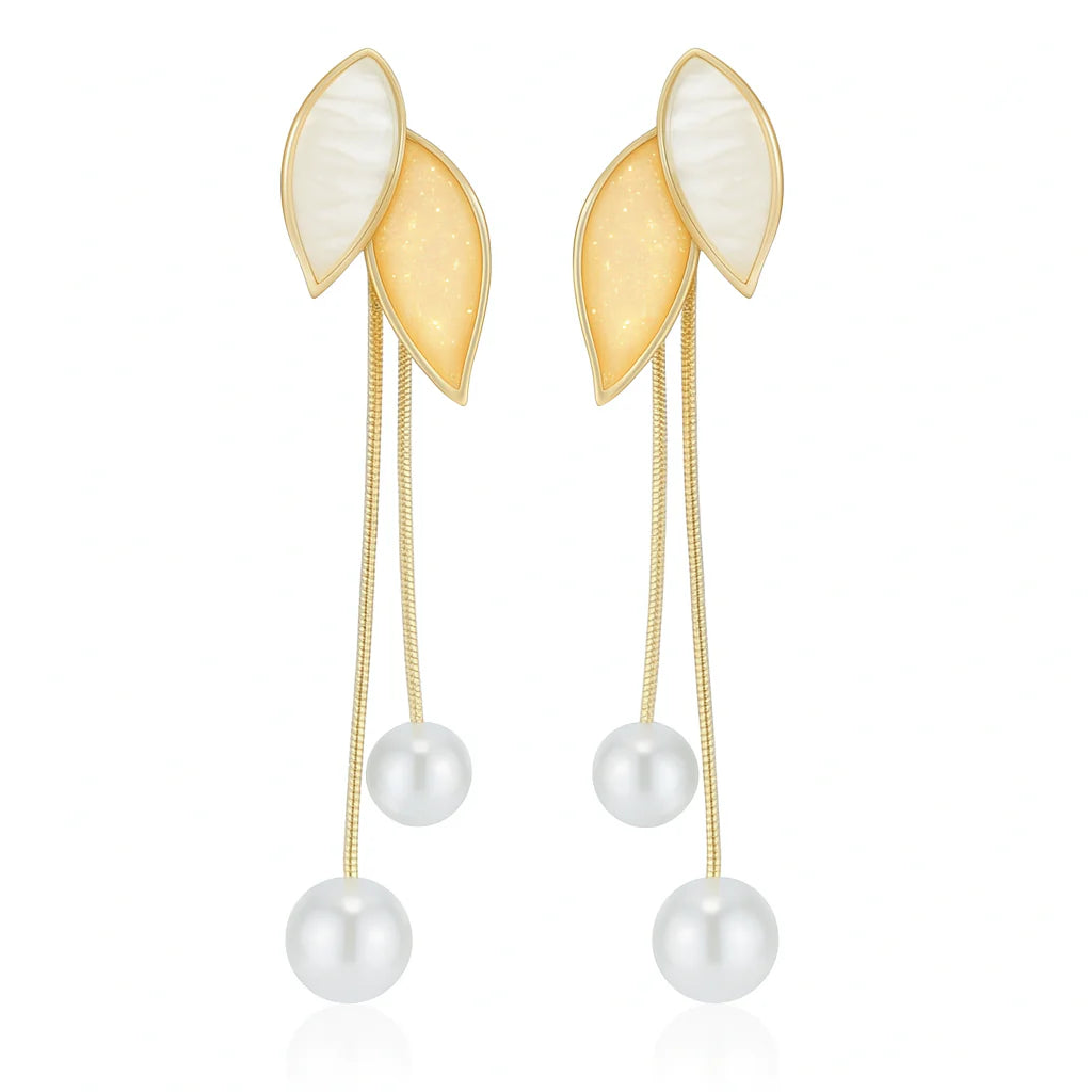 Golden Leaf Charm Earrings