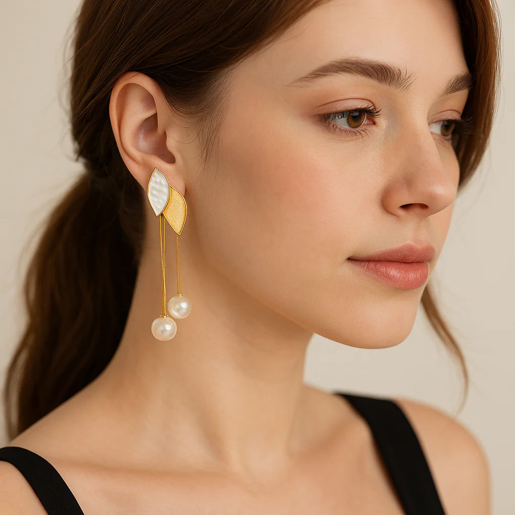 Golden Leaf Charm Earrings