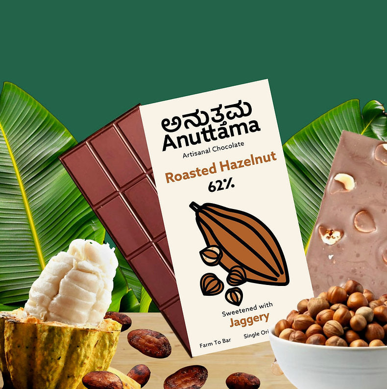Hazelnut | 62% Dark |Jaggery Sweetened |50g | Pack of 2