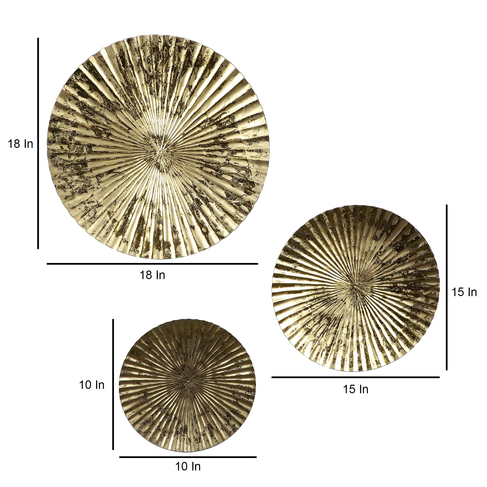 Amaya Decors Gold Foil Hammered Wall Décor Set of 3