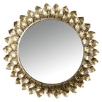 Amaya Decors Gold Foil Leaves Mirror (24x24x2 Inch)