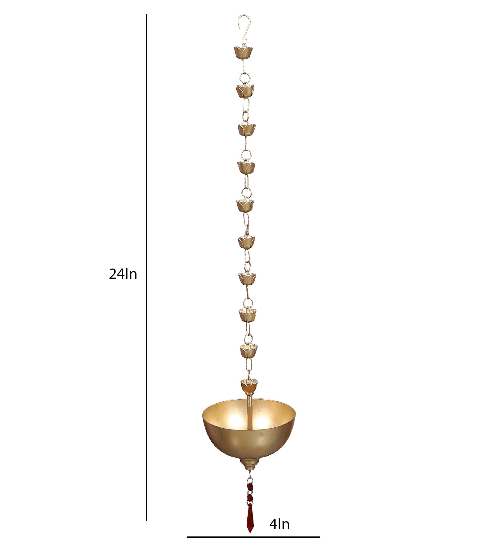 Amaya Decors Hanging Gold Bowl Urli with Beads Set of 2 | Gold | Iron with Powder Coating
