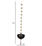 Amaya Decors Hanging Black Bowl Urli with Beads Set of 2 | Black & Gold | Iron with Powder Coating