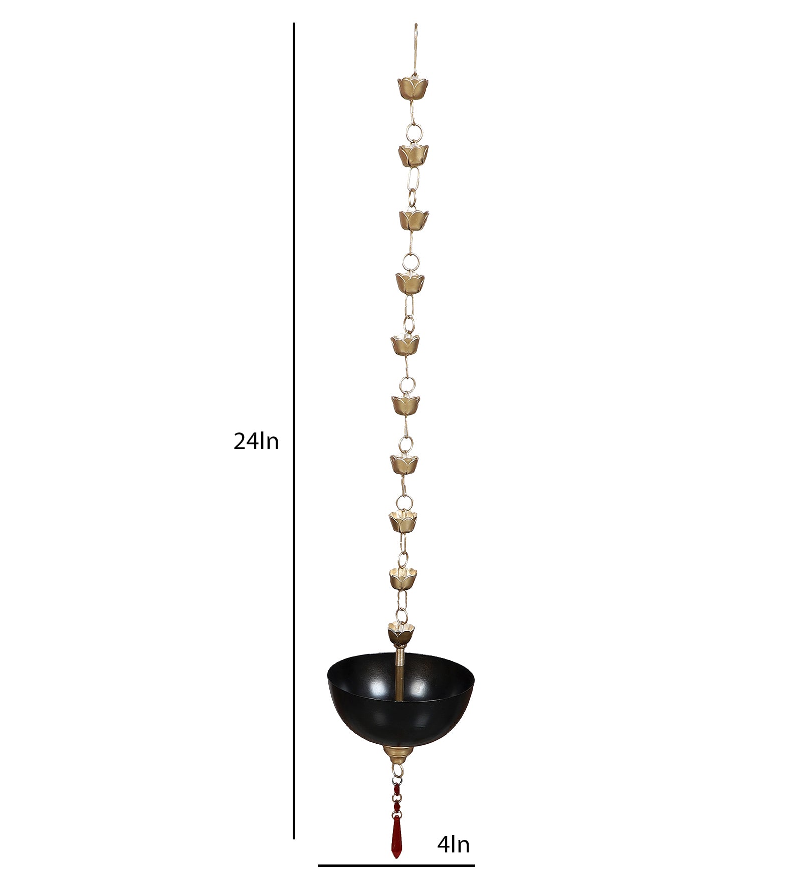Amaya Decors Hanging Black Bowl Urli with Beads Set of 2 | Black & Gold | Iron with Powder Coating