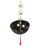 Amaya Decors Hanging Black Bowl Urli with Beads Set of 2 | Black & Gold | Iron with Powder Coating