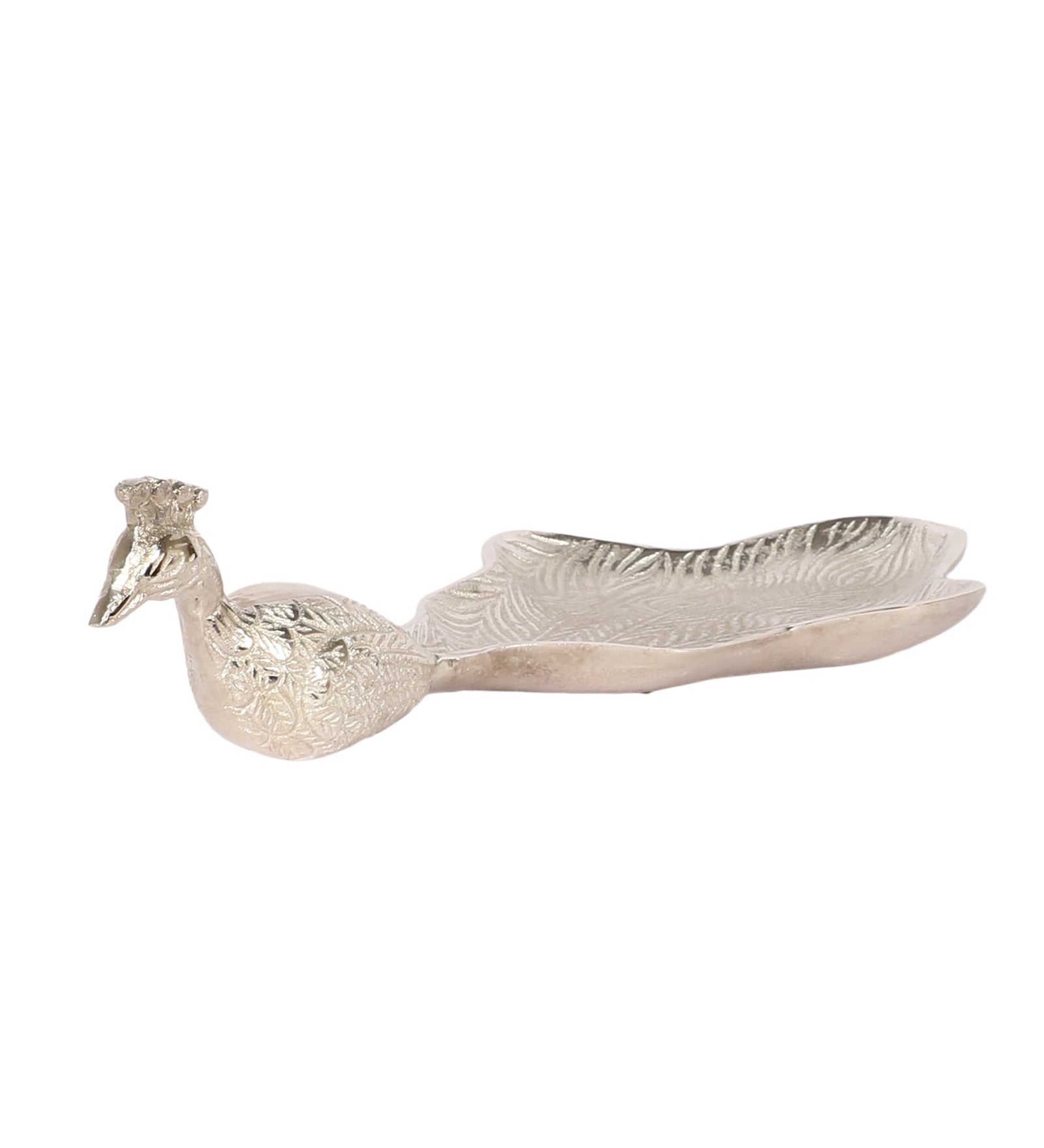 Amaya Decors Peacock Aluminium Silver Big Gifting Platter