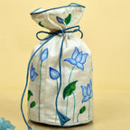 Blue Pichwai Lotus Silk Handpainted Potli