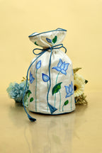 Blue Pichwai Lotus Silk Handpainted Potli