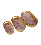 Amaya Decors Oval Gold Tree & Bird Meena Tray Set of 3