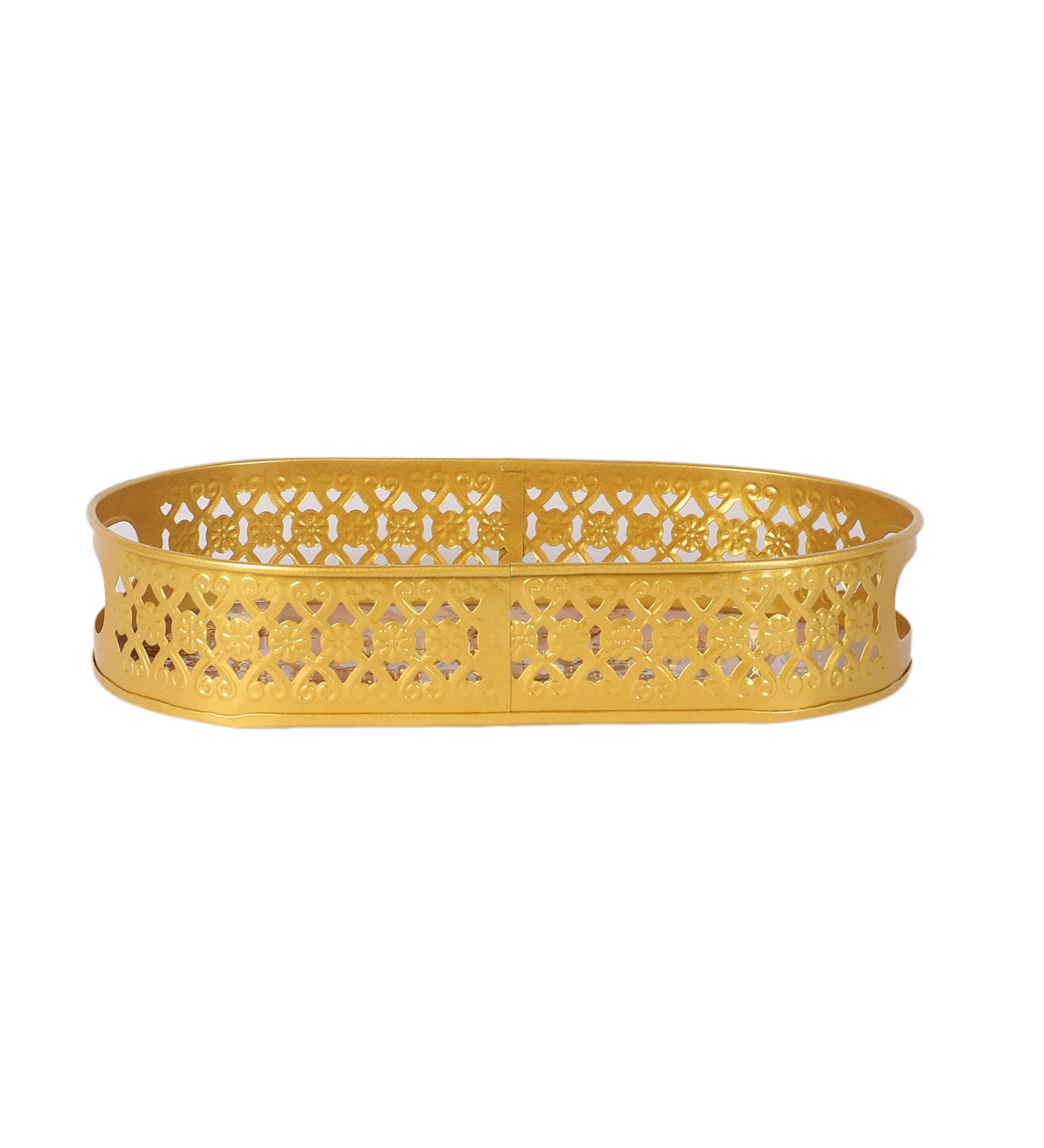 Amaya Decors Oval Gold Tree & Bird Meena Tray Set of 3