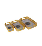 Amaya Decors Rectangular Black & Gold Blocks Meena Tray Set of 3
