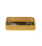 Amaya Decors Rectangular Black & Gold Wavy Meena Tray Set of 3