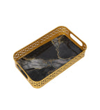Amaya Decors Rectangular Black & Gold Wavy Meena Tray Set of 3