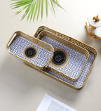 Amaya Decors Rectangular Black & Gold Blocks Meena Tray Set of 3
