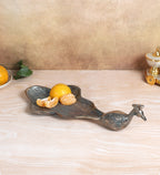 Amaya Decors Peacock Aluminium Silver Big Gifting Platter