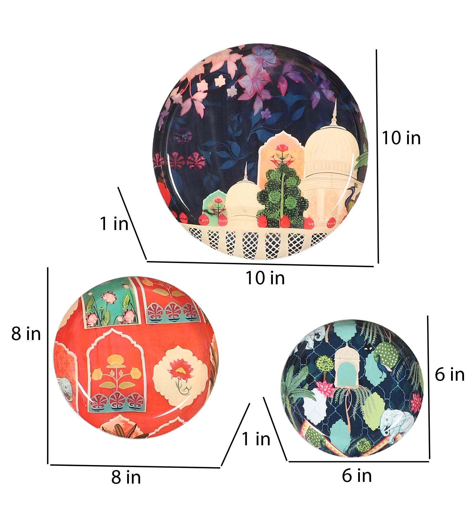 Amaya Decors Pink & Blue Monument Meena Wall Art Set of 3