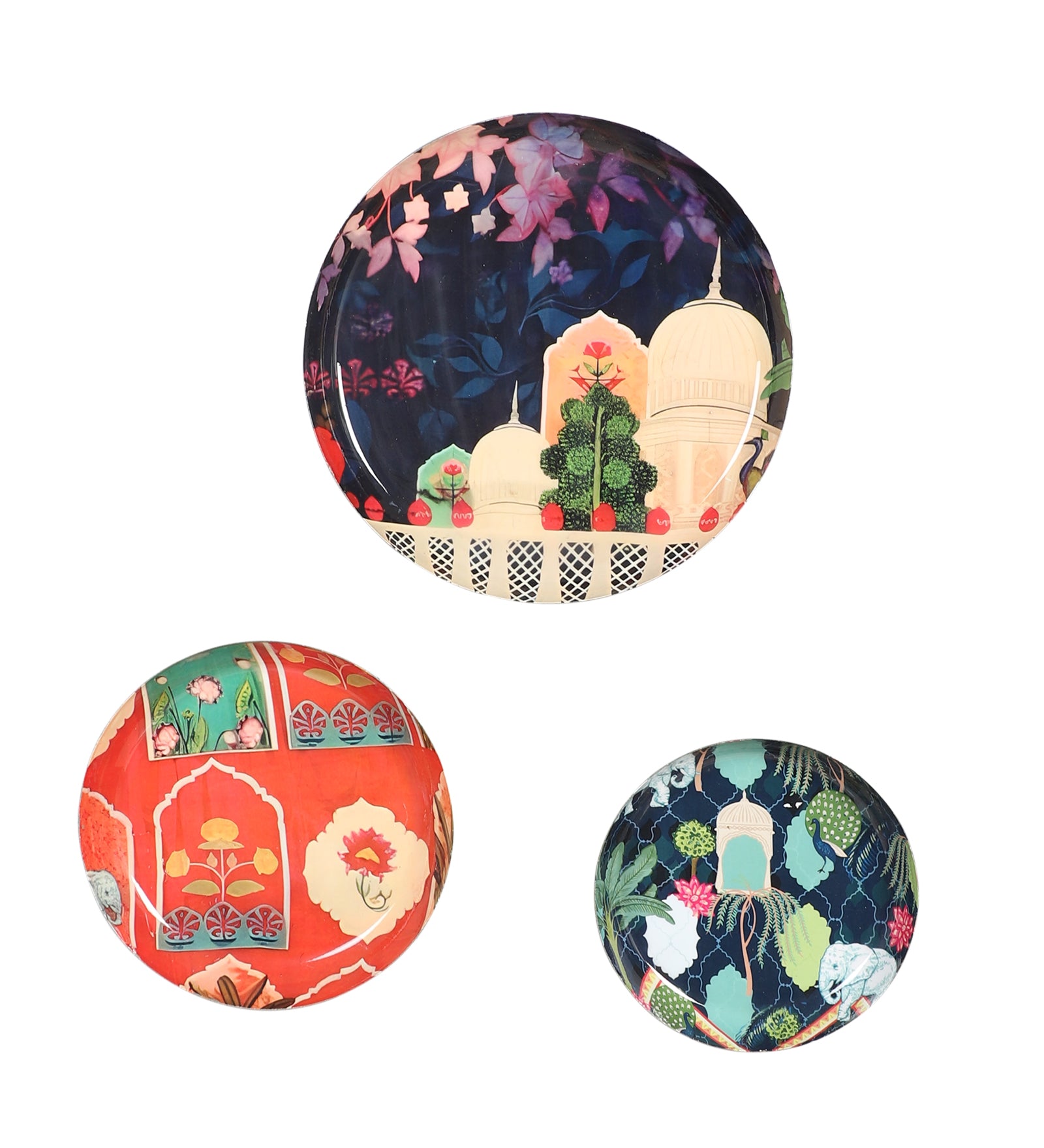 Amaya Decors Pink & Blue Monument Meena Wall Art Set of 3