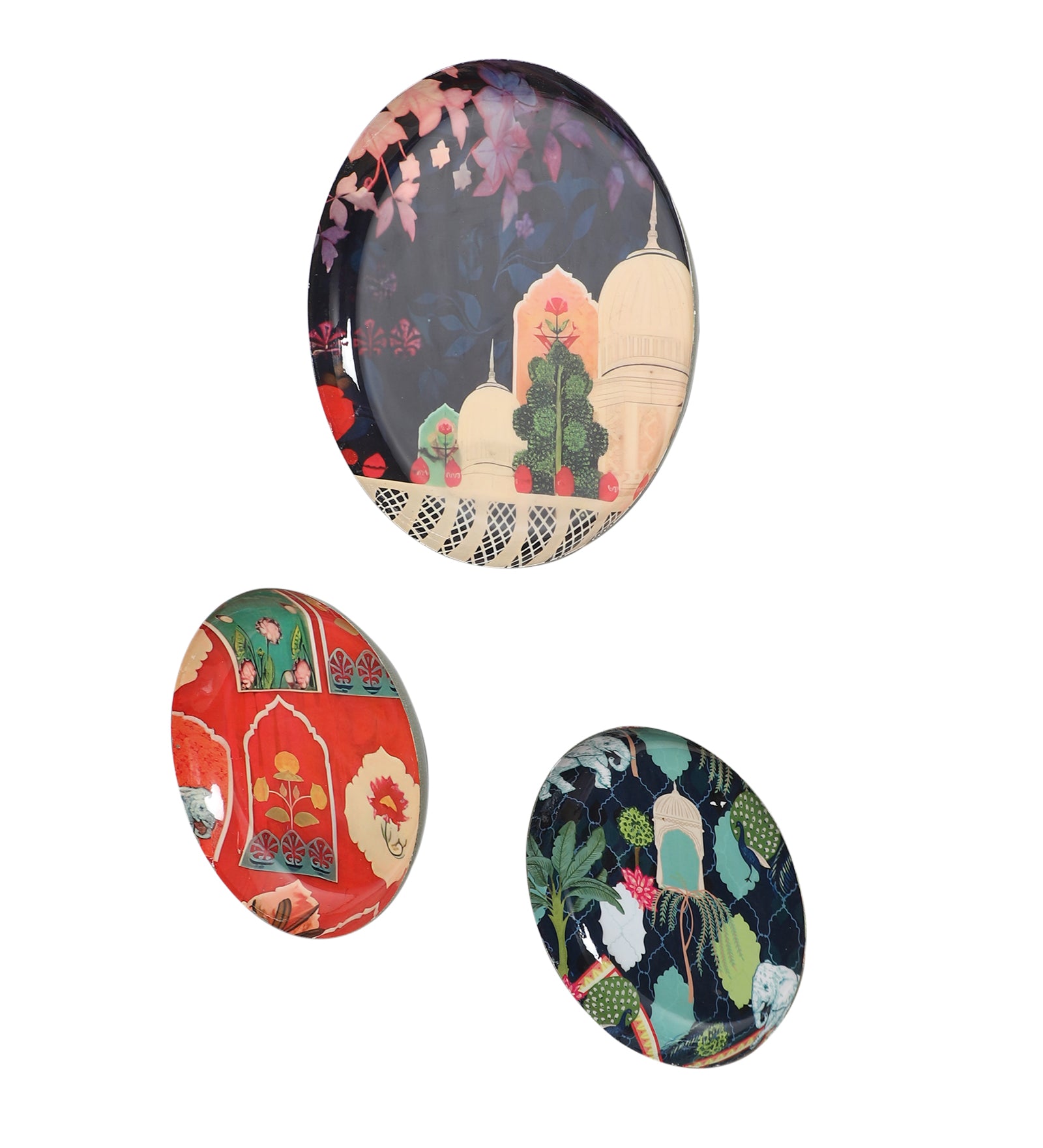 Amaya Decors Pink & Blue Monument Meena Wall Art Set of 3