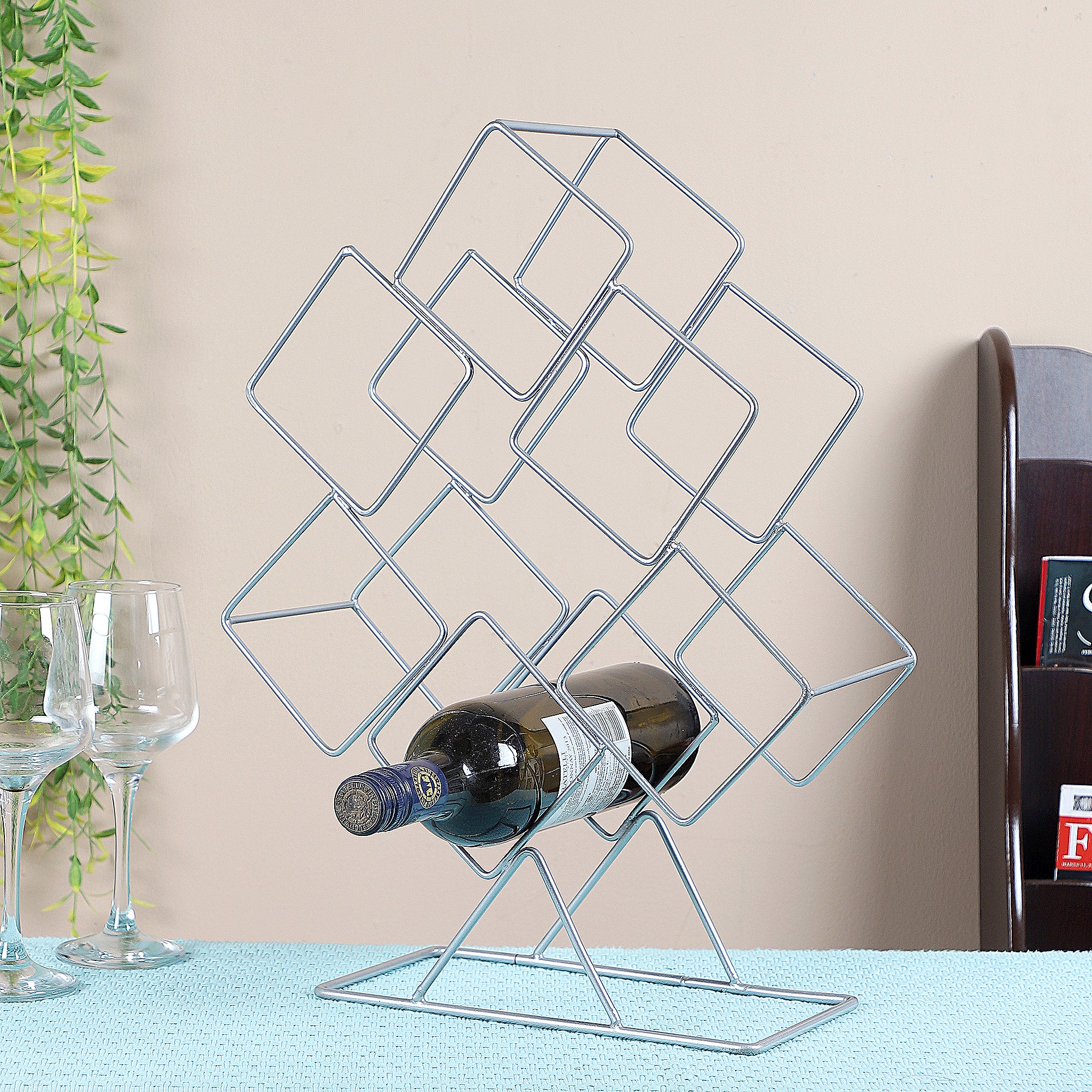 Amaya Decors Rectangular Grey Wine Rack for, 6 Bottles