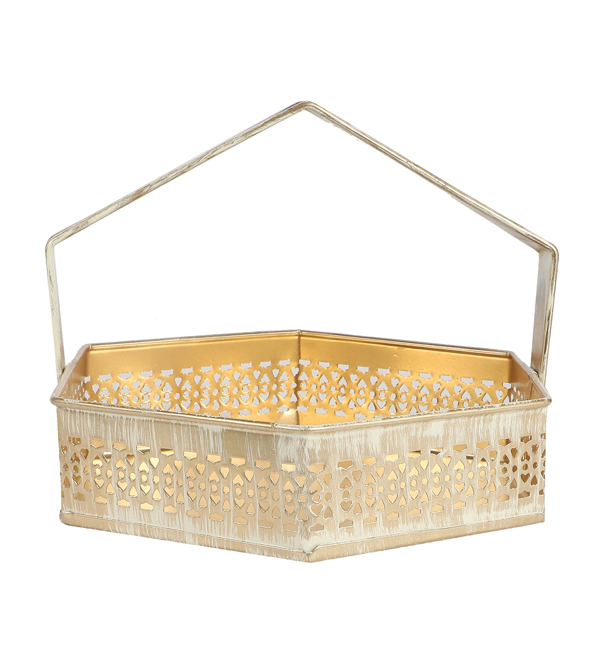 Amaya Decors Hexagon Metal Basket | Gold | Iron with Powder Coating