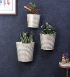 Amaya Decors White & Gold Hammred Wall Planter Set of 3