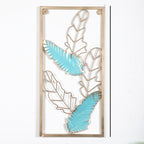 Amaya Decors Green & Gold Leaves Rectangular Wall Décor