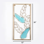 Amaya Decors Green & Gold Leaves Rectangular Wall Décor