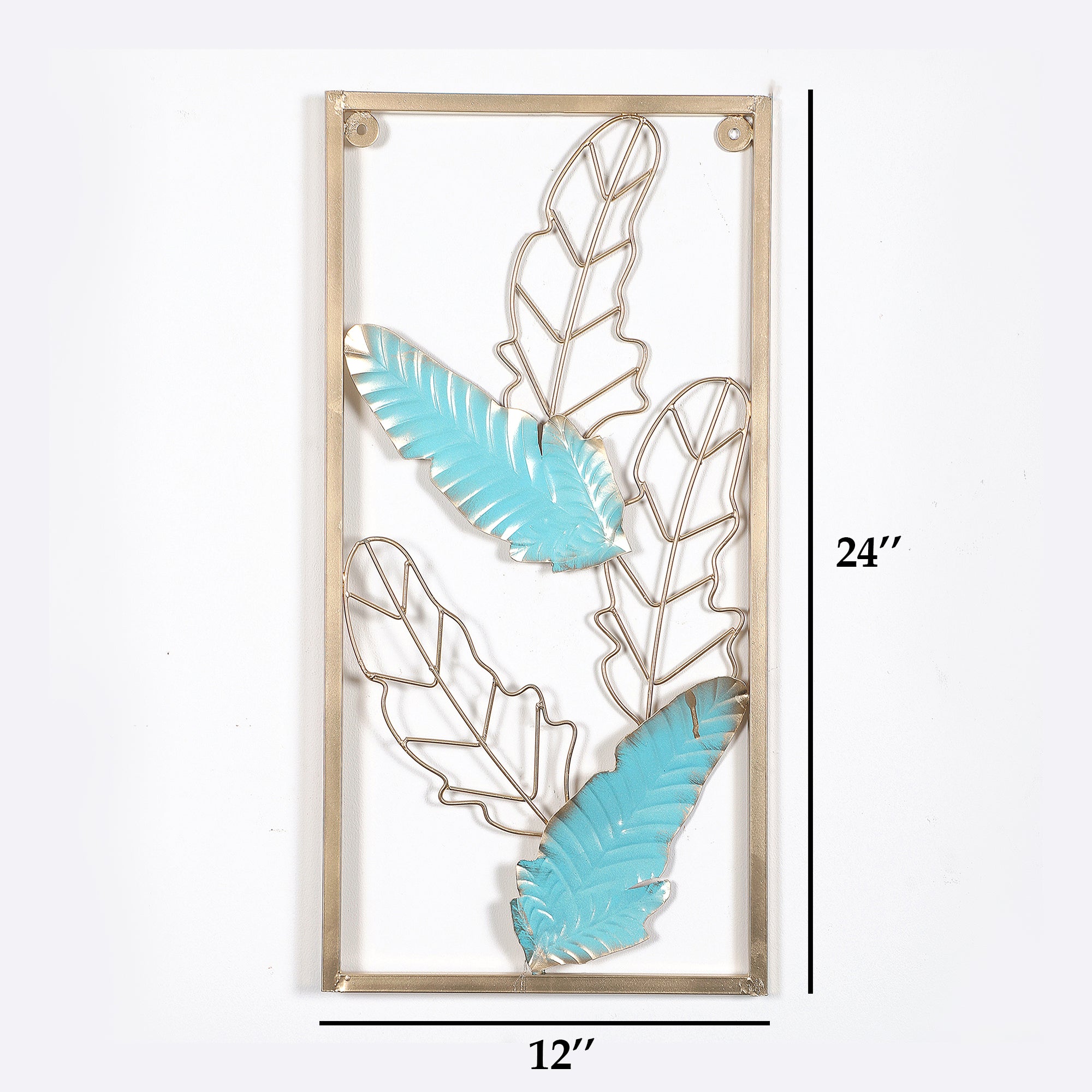 Amaya Decors Green & Gold Leaves Rectangular Wall Décor