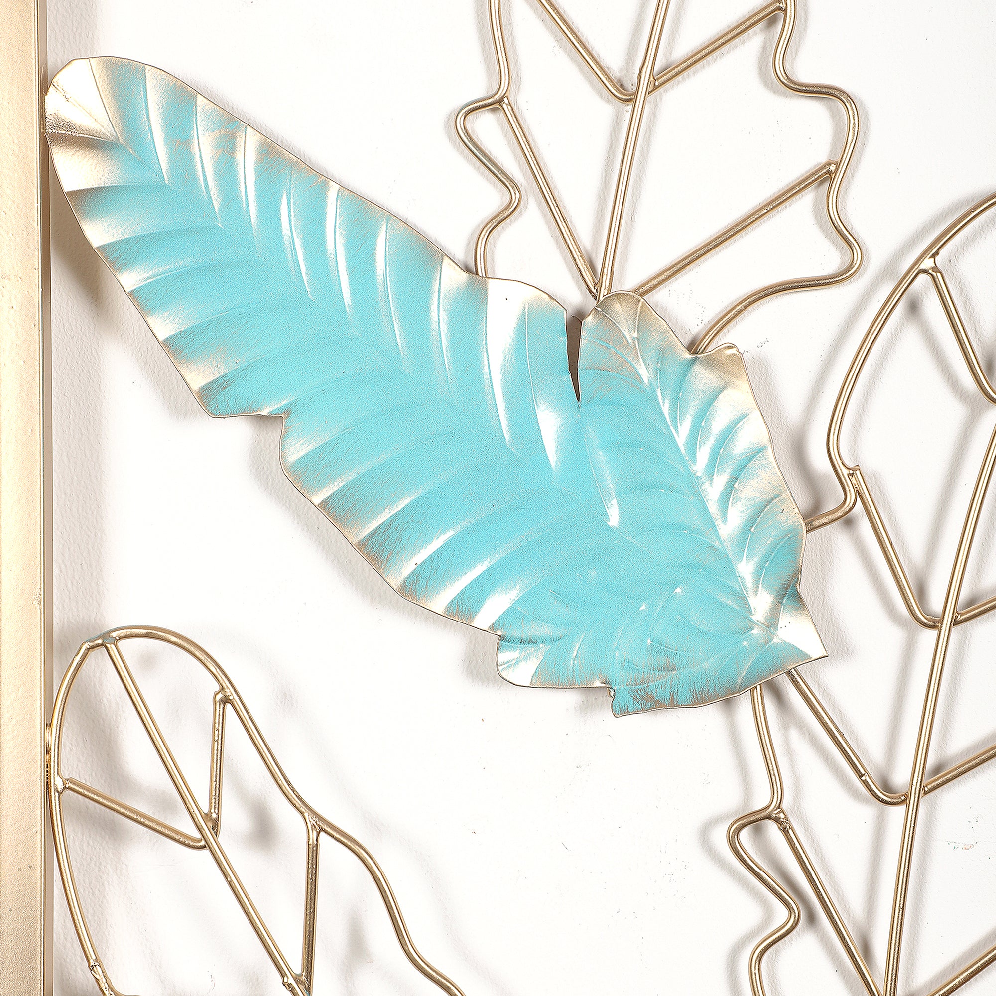 Amaya Decors Green & Gold Leaves Rectangular Wall Décor